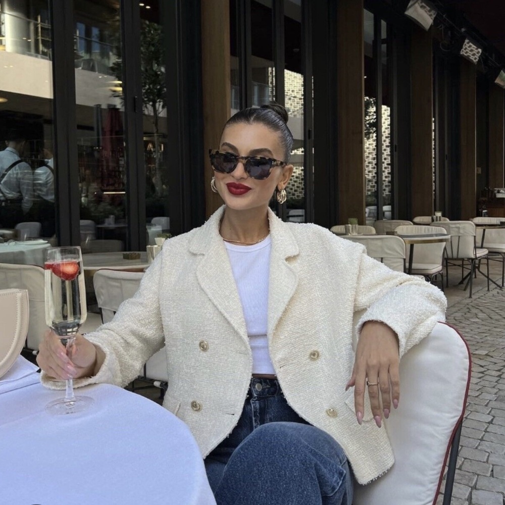 Zara Cropped Textured Blazer